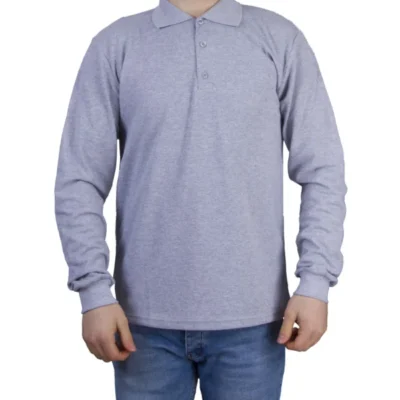 Polo Yaka SwetShirt Gri Melanj
